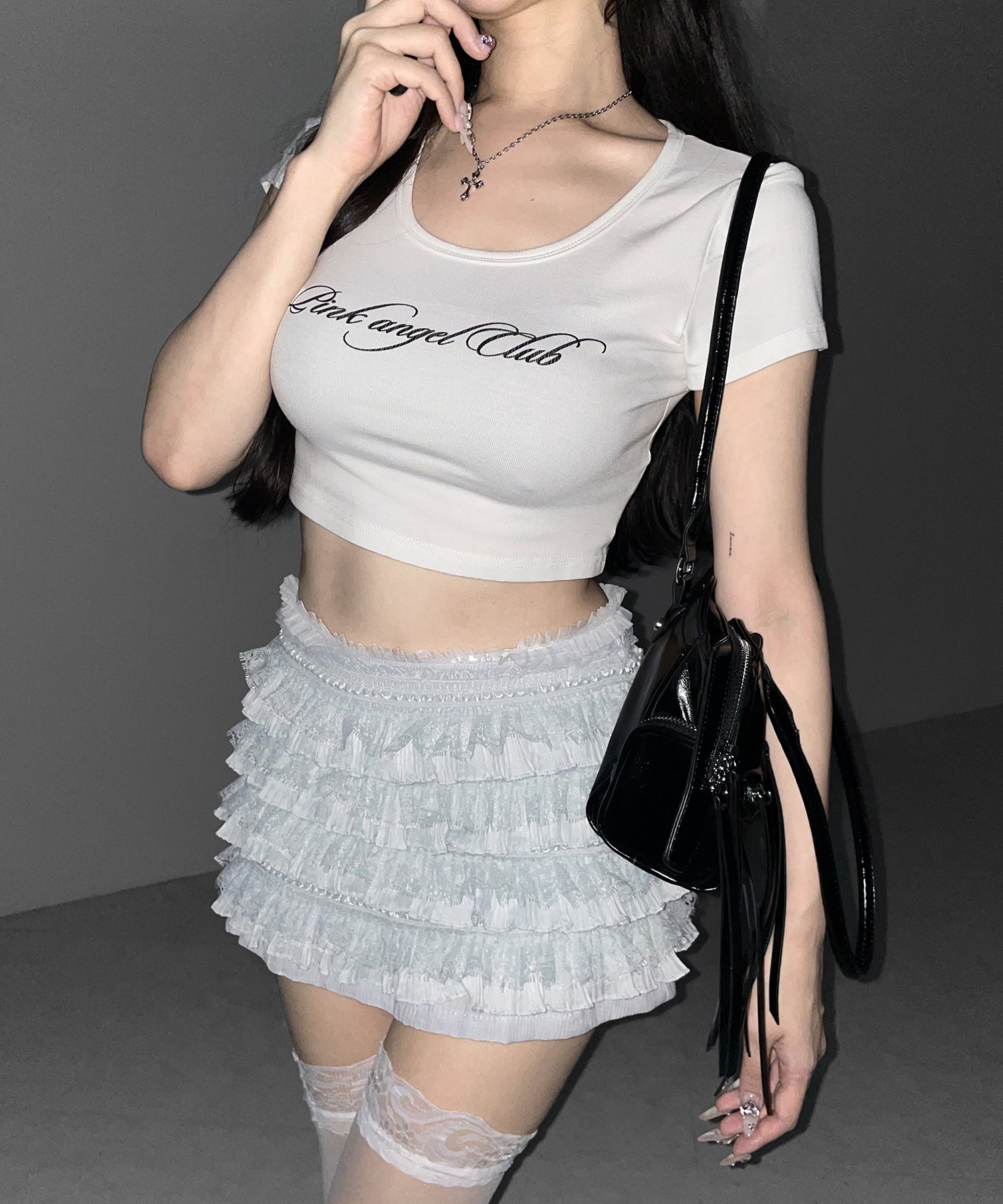 【  インパン裏地付 】フリルレースミニスカート ／ frill lace mini skirt
