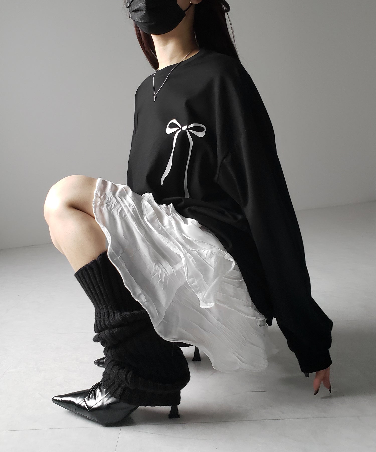 【 インパン裏地付 】３段クリンクルシアーフリルボリュームミニスカート ／ crinkle sheer frill volume mini skirt