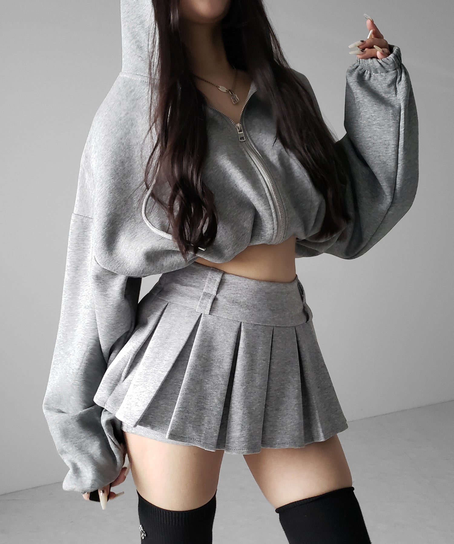 【 インパン裏地付 】プリーツスウェットマイクロミニスカパン ／ plests sweat micro mni skirt pants