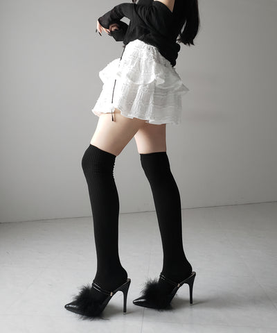 【 ２color ／インパン裏地付 】ティアードフリルミニスカート ／ tiered frill mini skirt