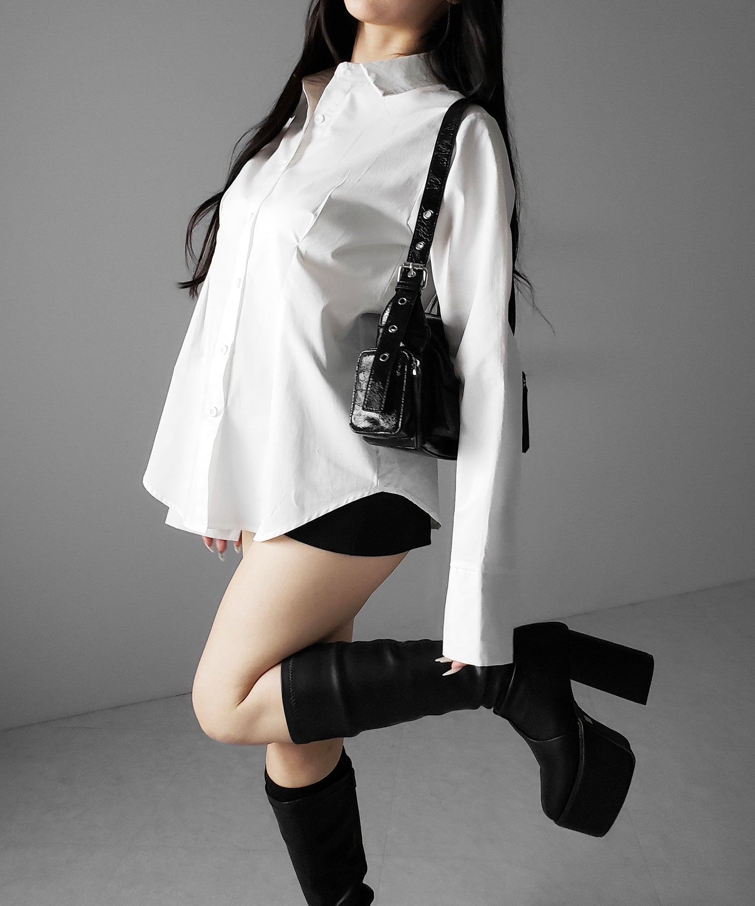 ウエストタックフレアレディシャツ ／ waist tuck flare lady shirts