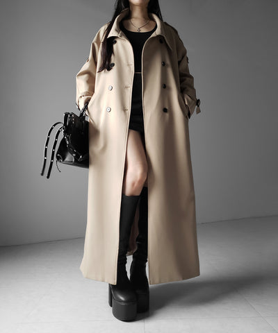 ２WAYスタンドカラーオーバーロングトレンチコート ／ 2WAY stand collar over long trench coat