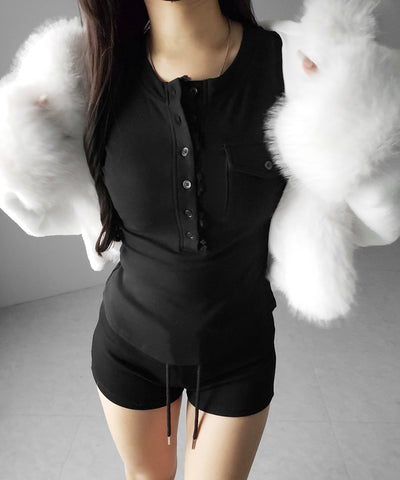 【 裏起毛 】レースドッキングヘンリーネックトップス ／ lace docking henley neck tops