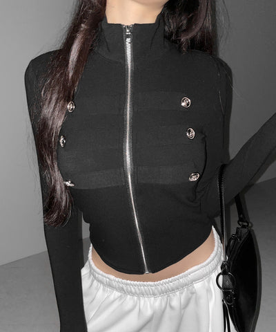 ナポレオンスタンドネックジップアップトップス ／ napoleon standneck zipup tops