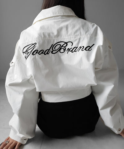 レタリングバックロゴスタンドカラーショートブルゾン ／ lettering back logo stand collar short blouson