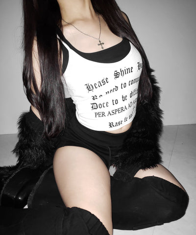 【 ２color 】グランジロゴレイヤードキャミソールトップス ／ grunge logo layered camisole tops