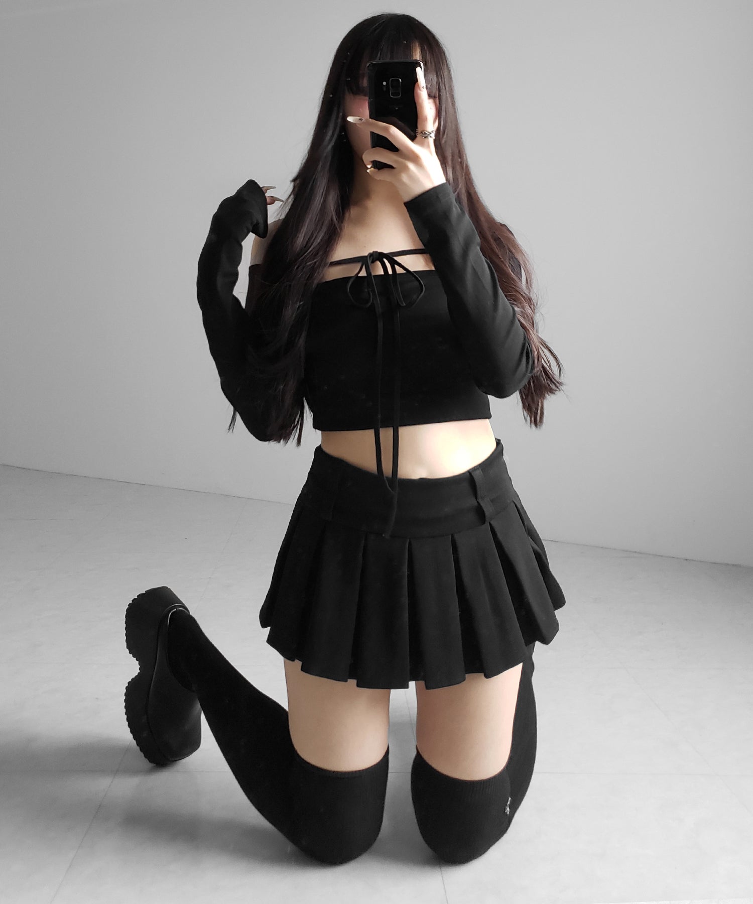 【 インパン裏地付 】プリーツスウェットマイクロミニスカパン ／ plests sweat micro mni skirt pants