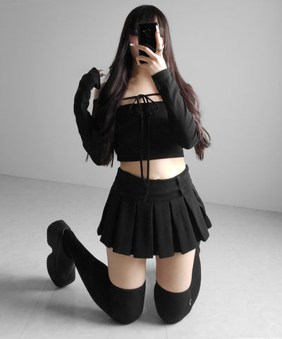 【 インパン裏地付 】プリーツスウェットマイクロミニスカパン ／ plests sweat micro mni skirt pants