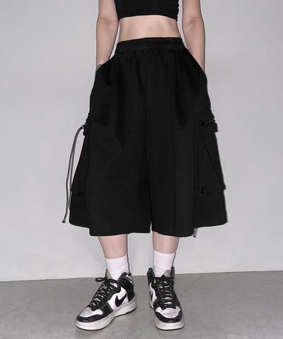 タックワイドカーゴスウェットハーフパンツ / tuck wide cargo sweat half pants