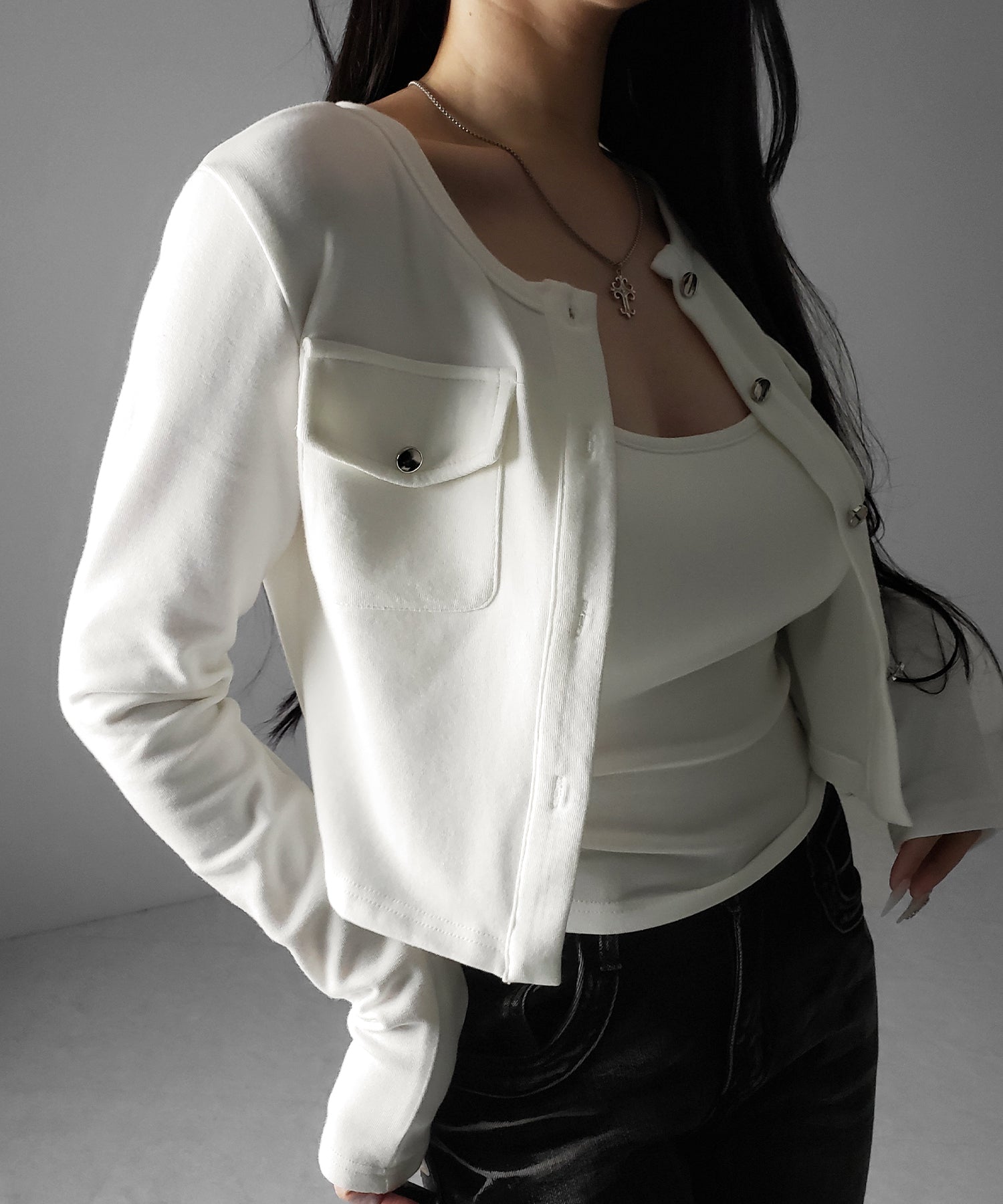 【 ２点セット 】アウトポケットカーディガン ＋ キャミソールセット ／ ( 2piece set ) out pocket cardigan + camisole SET