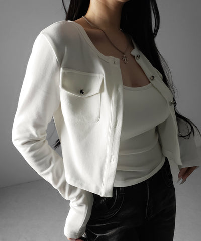 【 ２点セット 】アウトポケットカーディガン ＋ キャミソールセット ／ ( 2piece set ) out pocket cardigan + camisole SET