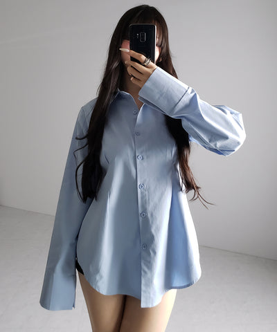 ウエストタックフレアレディシャツ ／ waist tuck flare lady shirts