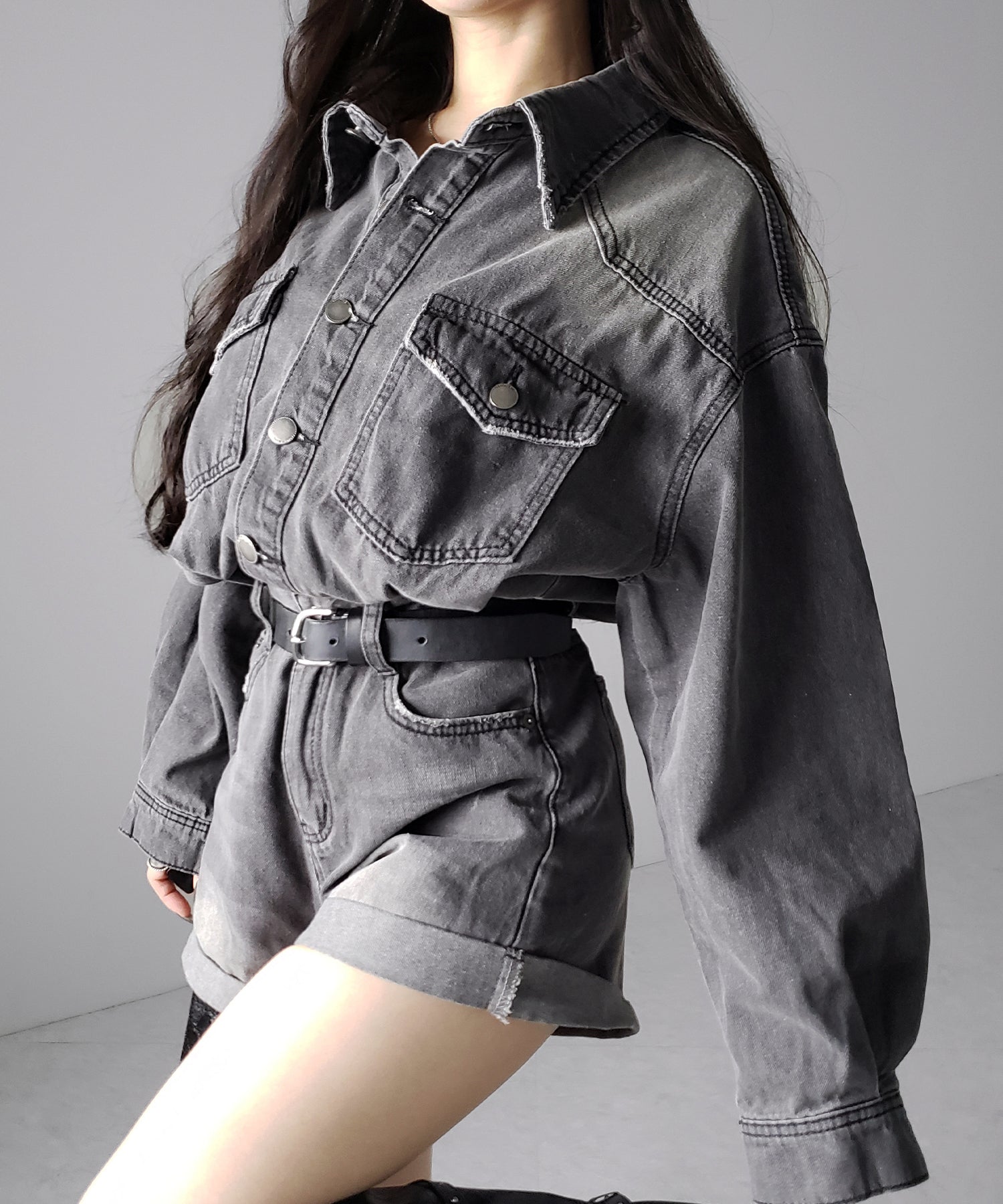 ヴィンテージデニムハイウエストミニオールインワン ／ vintage denim high waist mini allinone
