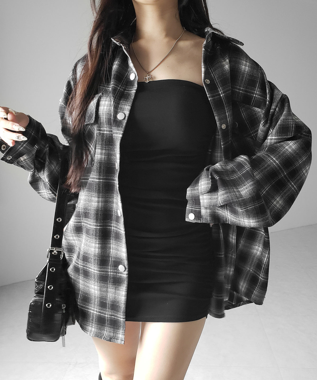 ブラックチェックオーバーフランネルシャツ ／ black check over flannel shirts