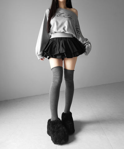 【 インパン裏地付 】ボリュームフレアコットンミニスカート ／ volume flare cotton mini skirt