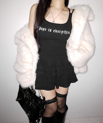 【 ２color 】グランジロゴバッククロスキャミソールトップス ／ grunge logo back logo camisole tops
