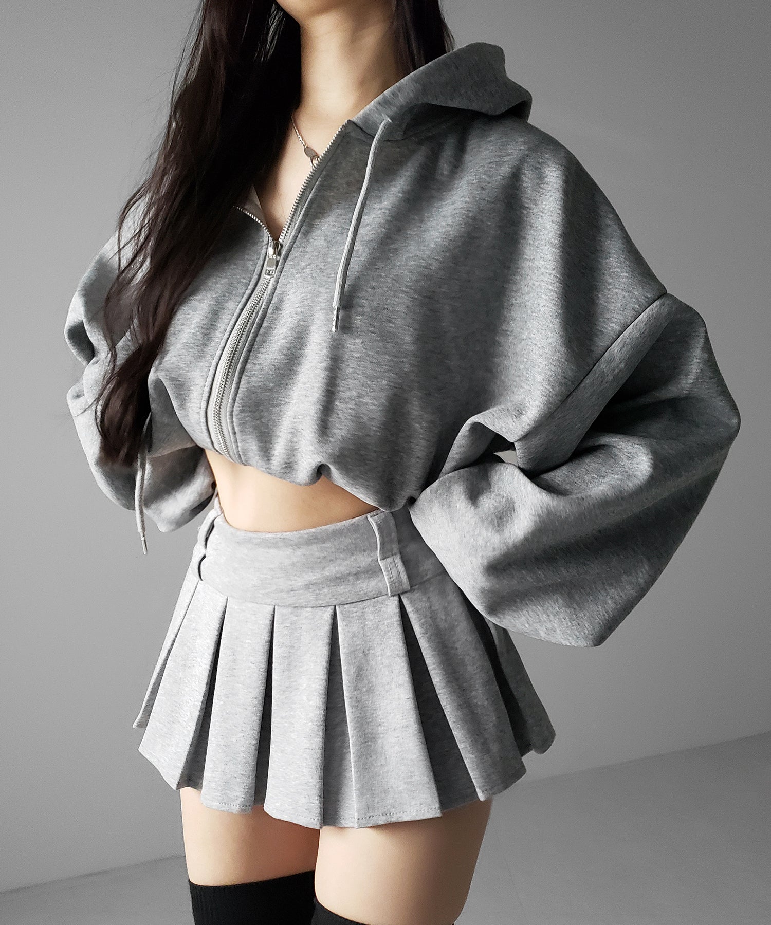 【 インパン裏地付 】プリーツスウェットマイクロミニスカパン ／ plests sweat micro mni skirt pants