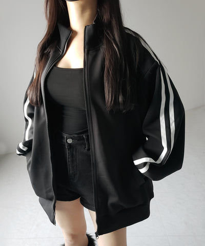 【 無地／配色を選べる２color 】サイドラインオーバーサイズトラックジャケット ／ sideline oversize track jacket