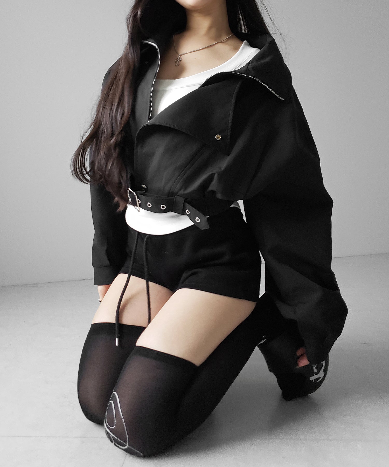 レタリングバックロゴスタンドカラーショートブルゾン ／ lettering back logo stand collar short blouson