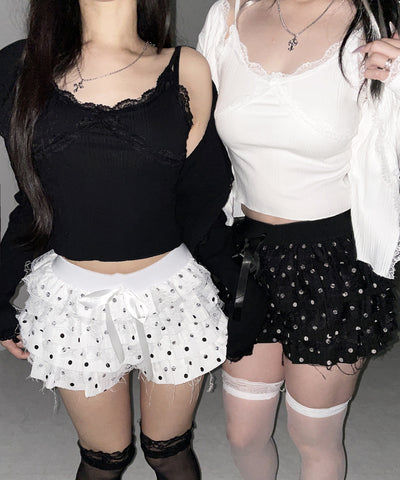 ドットレースフリルショートパンツ ／ dot lace frill short pants