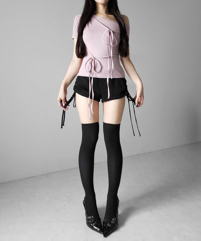 ストリングリボンスリムフィットTシャツ ／ string ribbon slim fit T-shirts