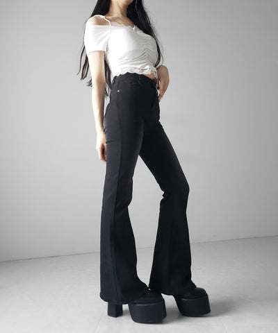 【４size 】美脚ハイウエストストレッチフレアデニム ／ slim leg High waist stretch flare denim