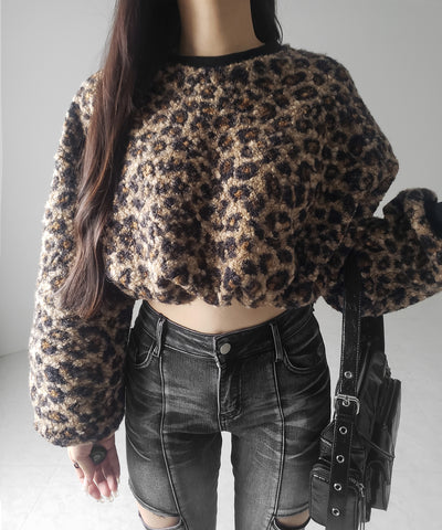 【 ２WAY 】レオパードショートボアプルオーバー ／ 2WAY reopard short boa pullover
