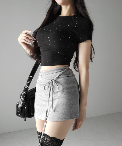 【 インパン裏地付き 】ストリングリボンミニスカート ／ string ribbon mini skirt