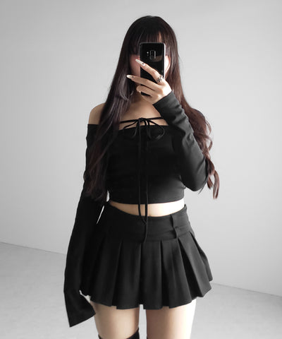 【 インパン裏地付 】プリーツスウェットマイクロミニスカパン ／ plests sweat micro mni skirt pants
