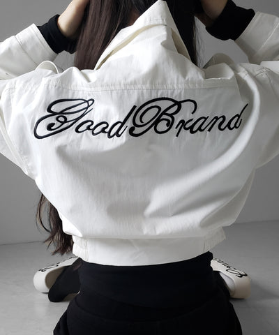 レタリングバックロゴスタンドカラーショートブルゾン ／ lettering back logo stand collar short blouson