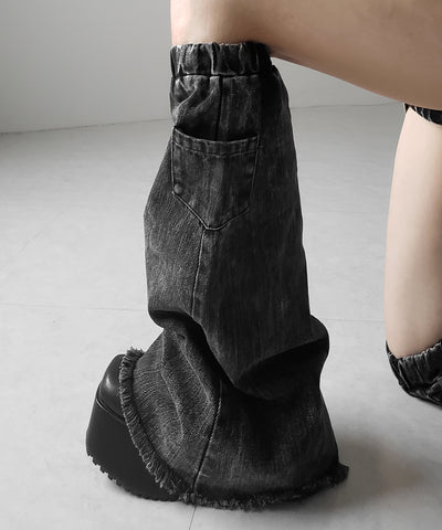 【 セットアップ着用可能 】ヴィンテージケミカルブリーチデニムレッグカバー ／ vintage chemical bleach denim leg cover