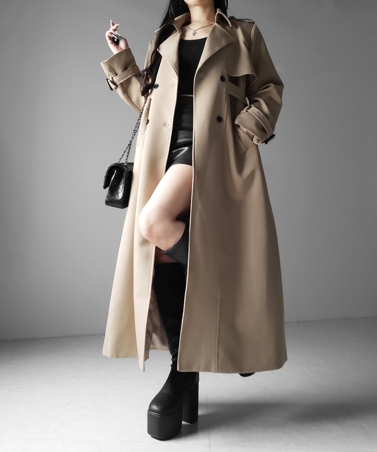 ウエストマークレディロングトレンチコート ／ waistmark lady long trench coat