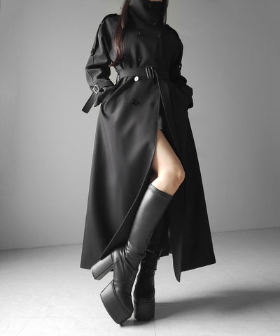 ２WAYスタンドカラーオーバーロングトレンチコート ／ 2WAY stand collar over long trench coat