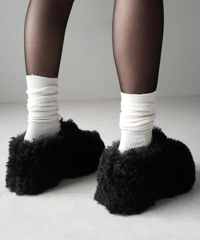 厚底テディボアサボサンダル ／ platform teddy boa sabo sandals