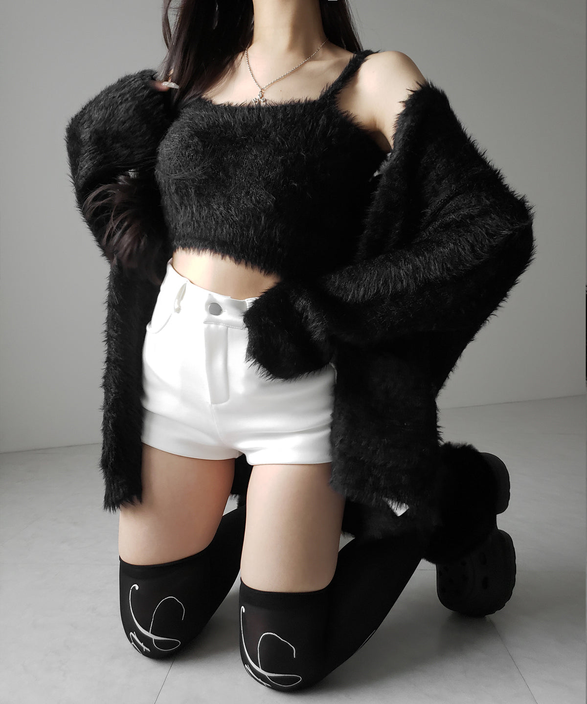 裏起毛ハイウエストタイトスパンショートパンツ ／ urakimo high waist tight span short pants