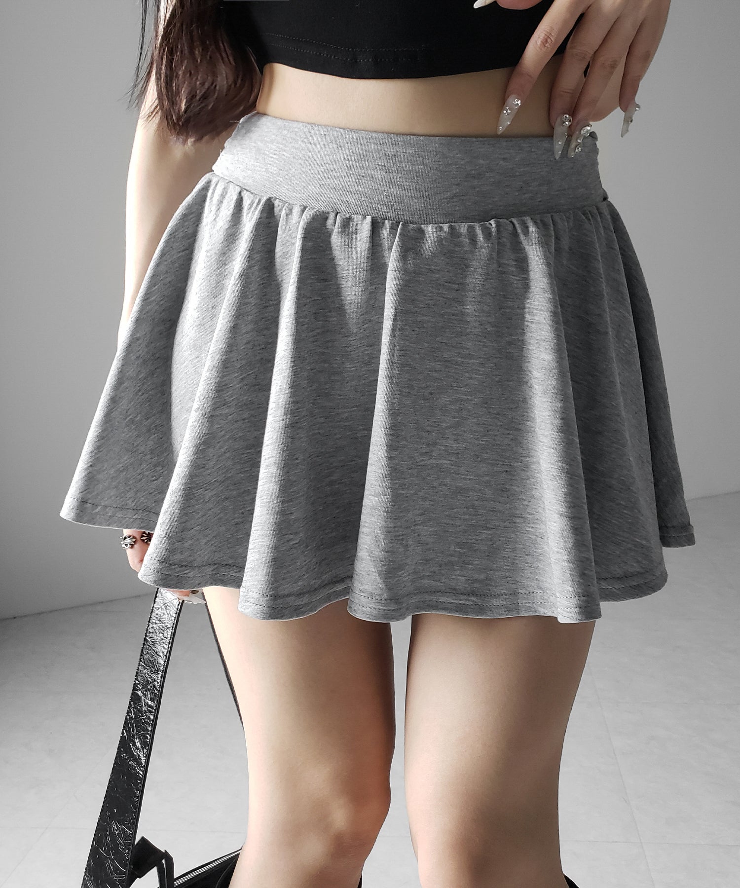 ラップレイヤードフレアミニスカパン ／ wrap layered flare mini