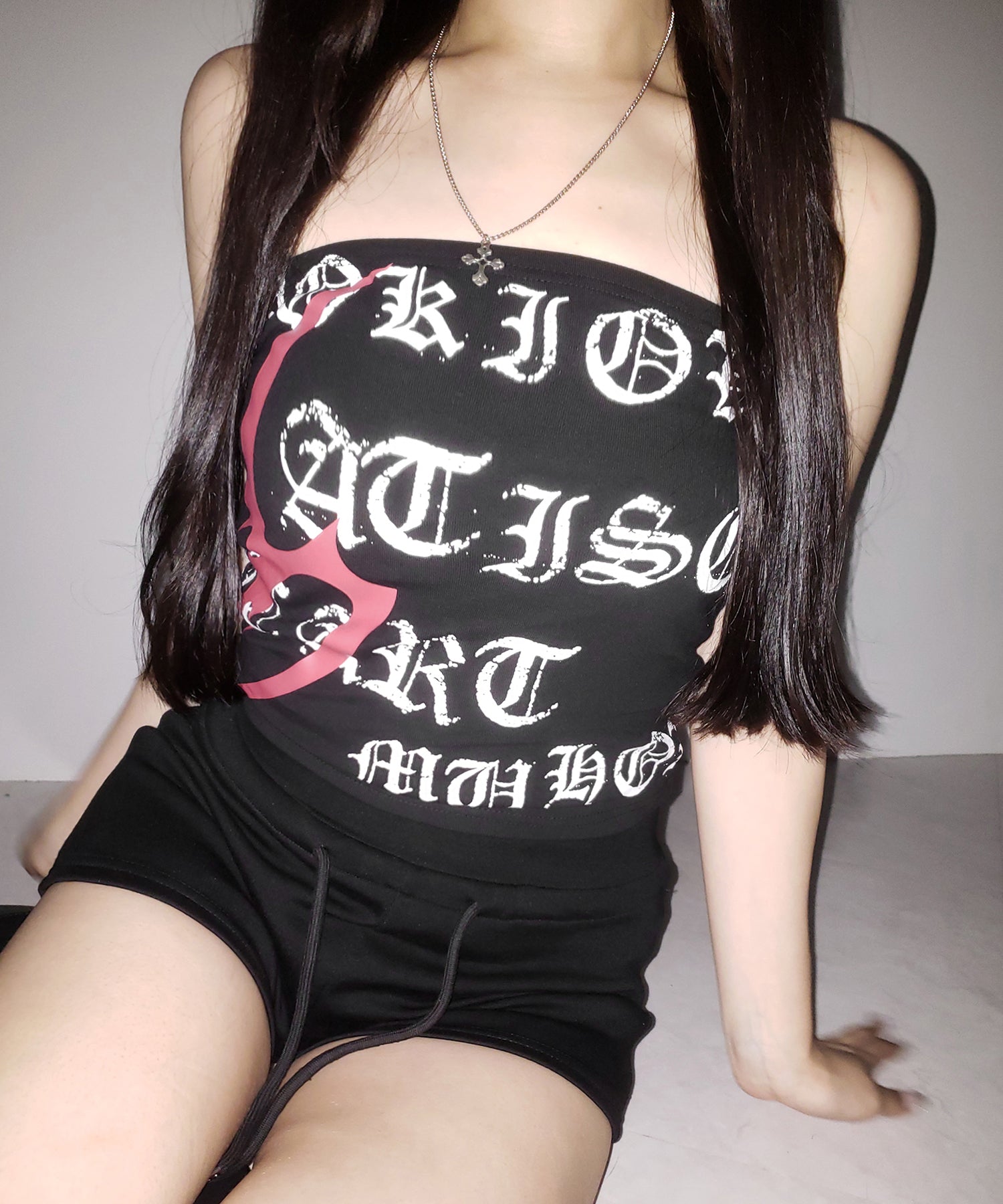グランジロゴチューブベアトップ ／ grunge logo tube bare top