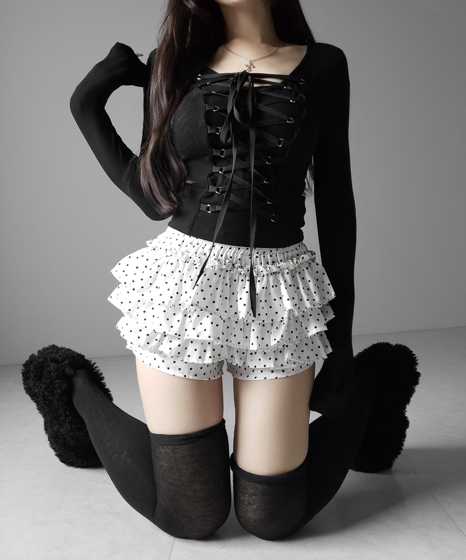 ティアードフリルドットショートパンツ ／ tiered frill dot short pants