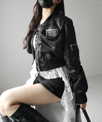 【 ２color 】アウトポケットジップアップショートブルゾン ／ out pocket zip up short blouson