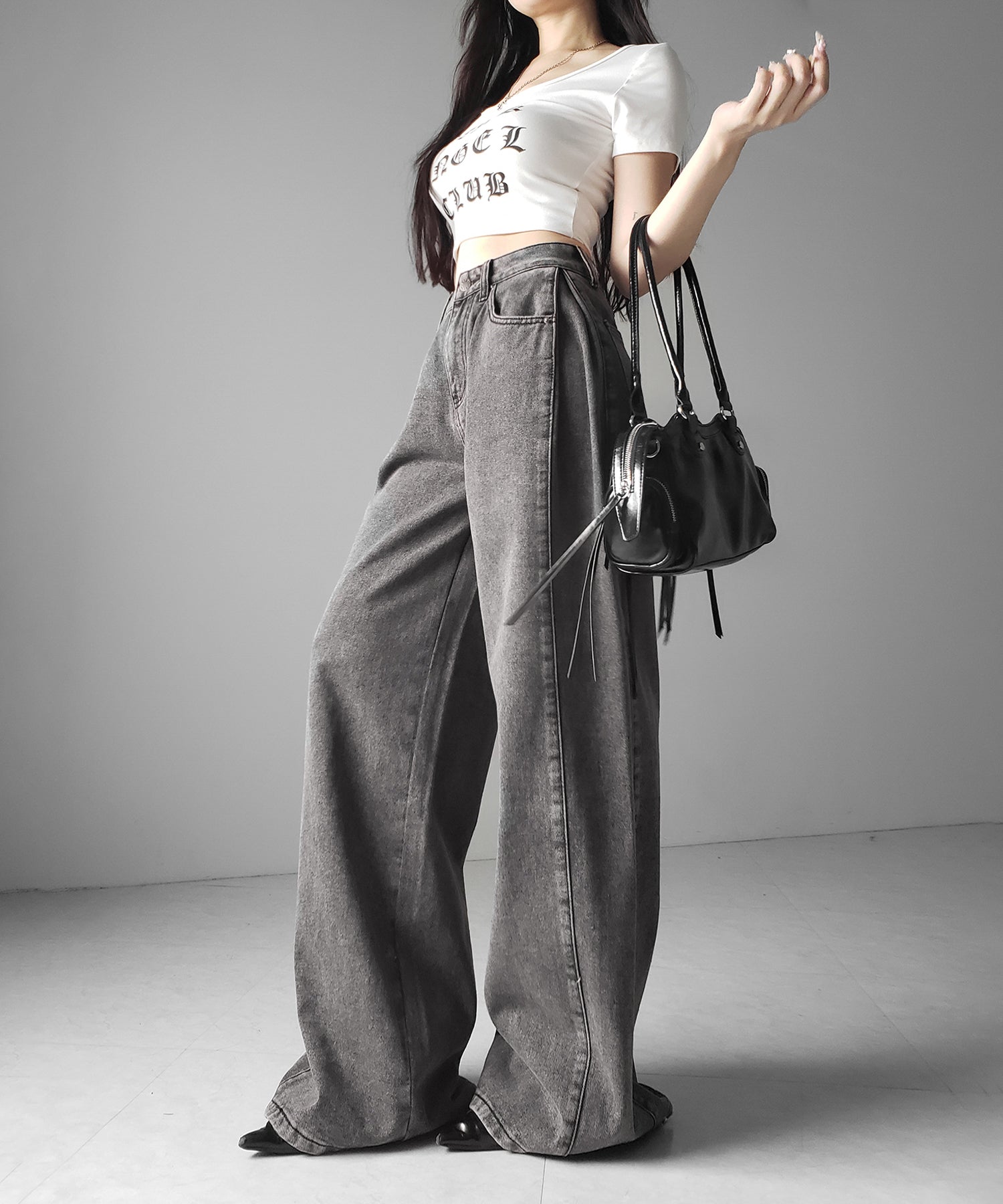 ヴィンテージライクウォッシュカーブワイドデニム ／ vintage like wash curve wide denim