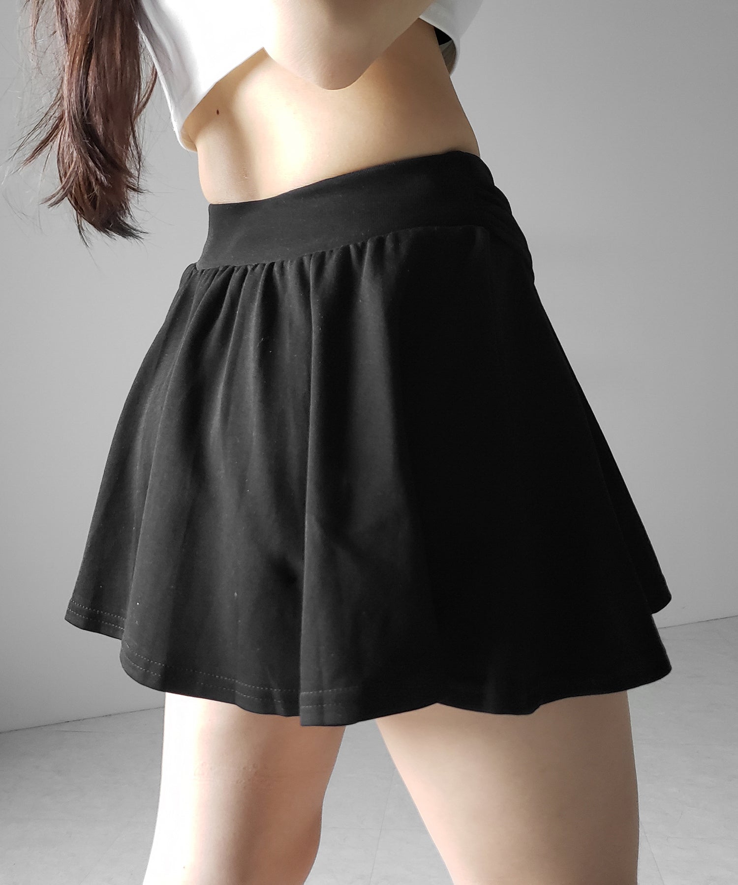 ラップレイヤードフレアミニスカパン ／ wrap layered flare mini skirt pants