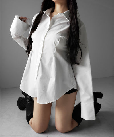 ウエストタックフレアレディシャツ ／ waist tuck flare lady shirts