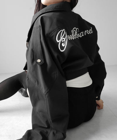 レタリングバックロゴスタンドカラーショートブルゾン ／ lettering back logo stand collar short blouson