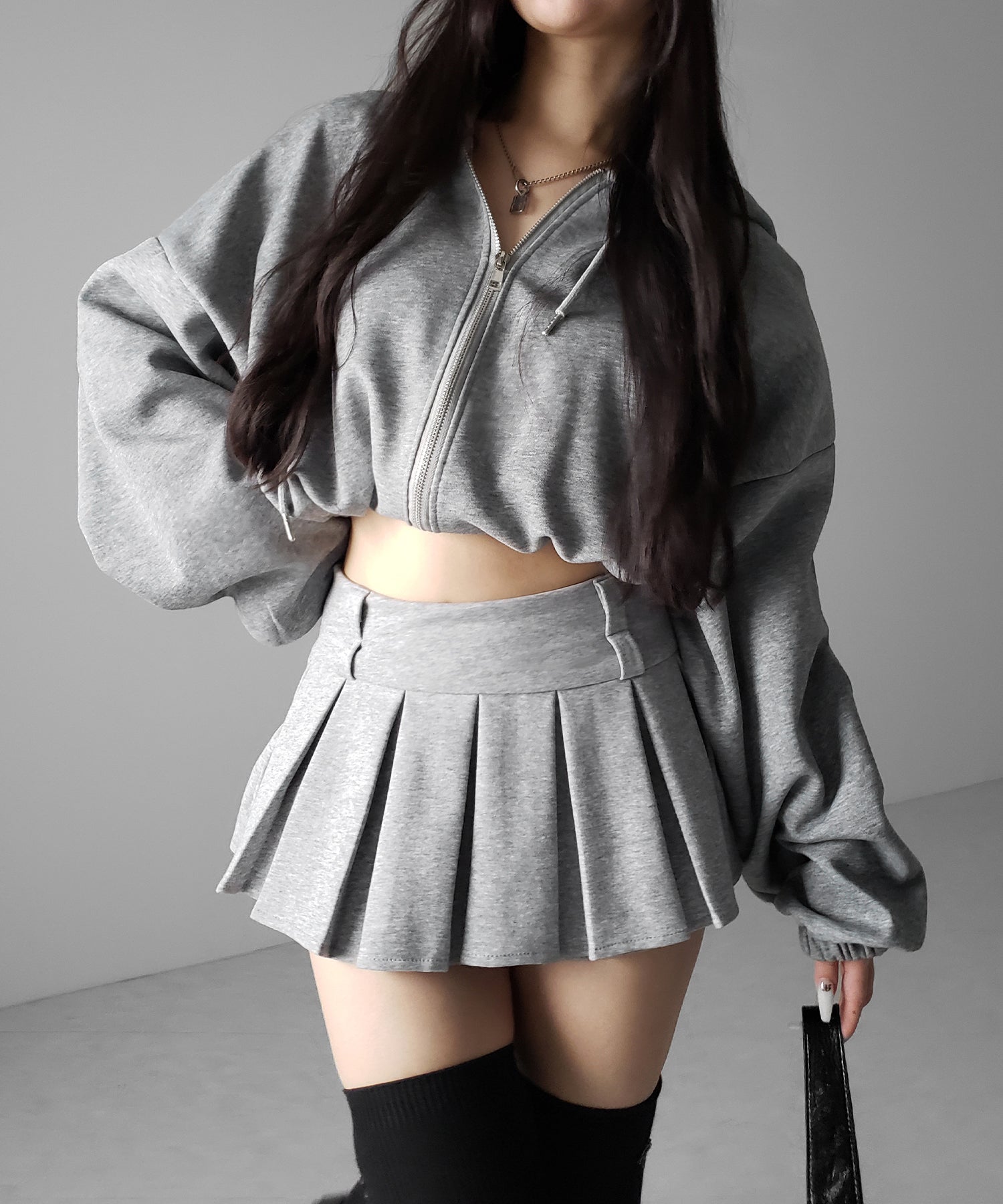 【 インパン裏地付 】プリーツスウェットマイクロミニスカパン ／ plests sweat micro mni skirt pants
