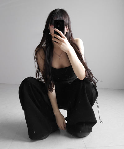 【 カップ付き 】スクエアネックストラップスリムキャミソール ／ square neck strap slim camisole
