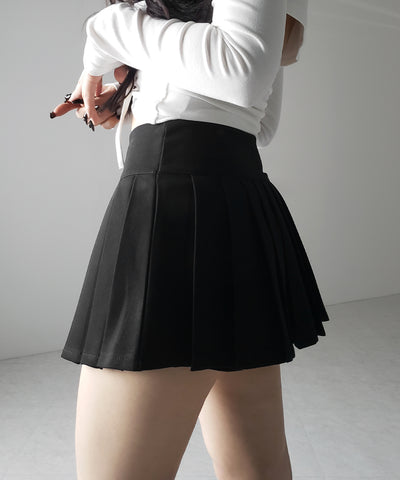 【 ２color 】プリーツマイクロミニスカパン ／ pleated micro mini skirt pants