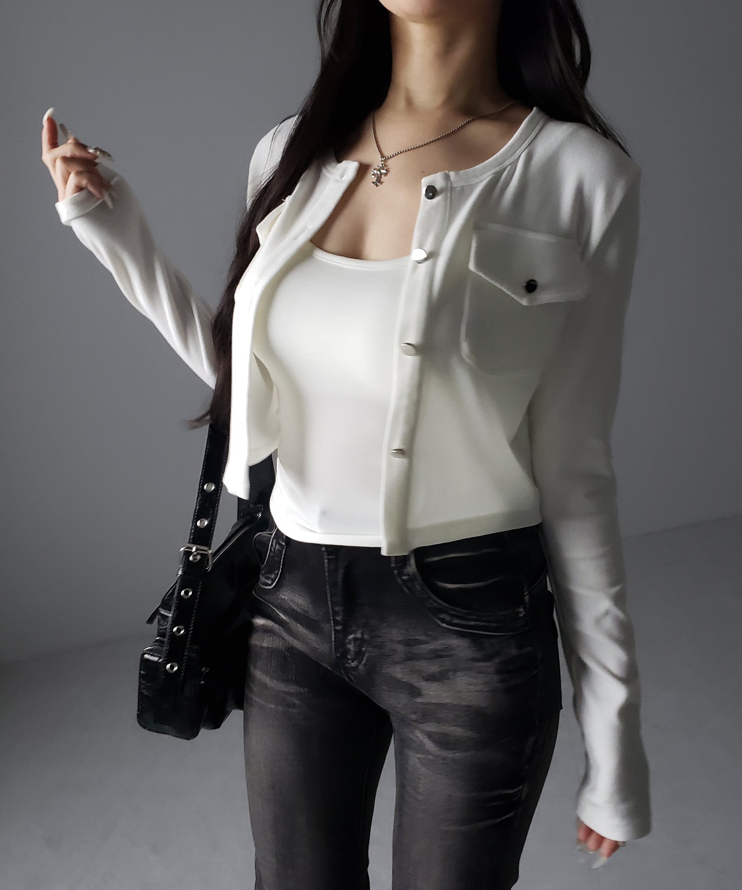 【 ２点セット 】アウトポケットカーディガン ＋ キャミソールセット ／ ( 2piece set ) out pocket cardigan + camisole SET