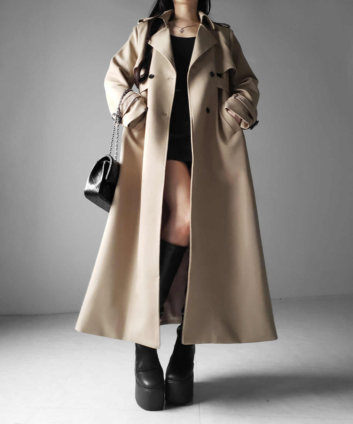 ウエストマークレディロングトレンチコート ／ waistmark lady long trench coat
