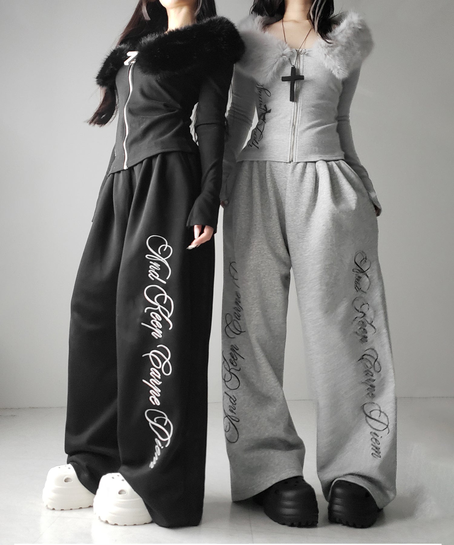 フェイクファー厚底クロッグサンダル ／ Fake fur platform clog sandals