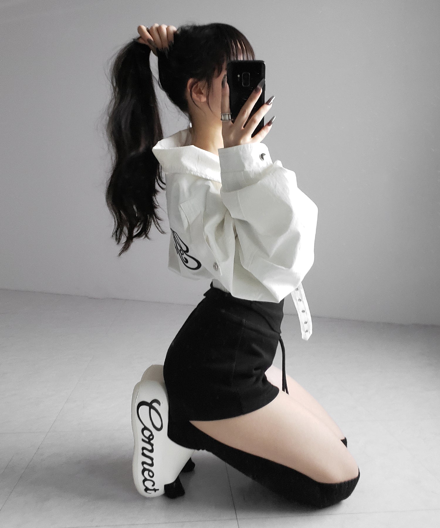 UネックスーパーフィットスリムロンT ／ U-neck super fit slim long sleeve T-Shirt